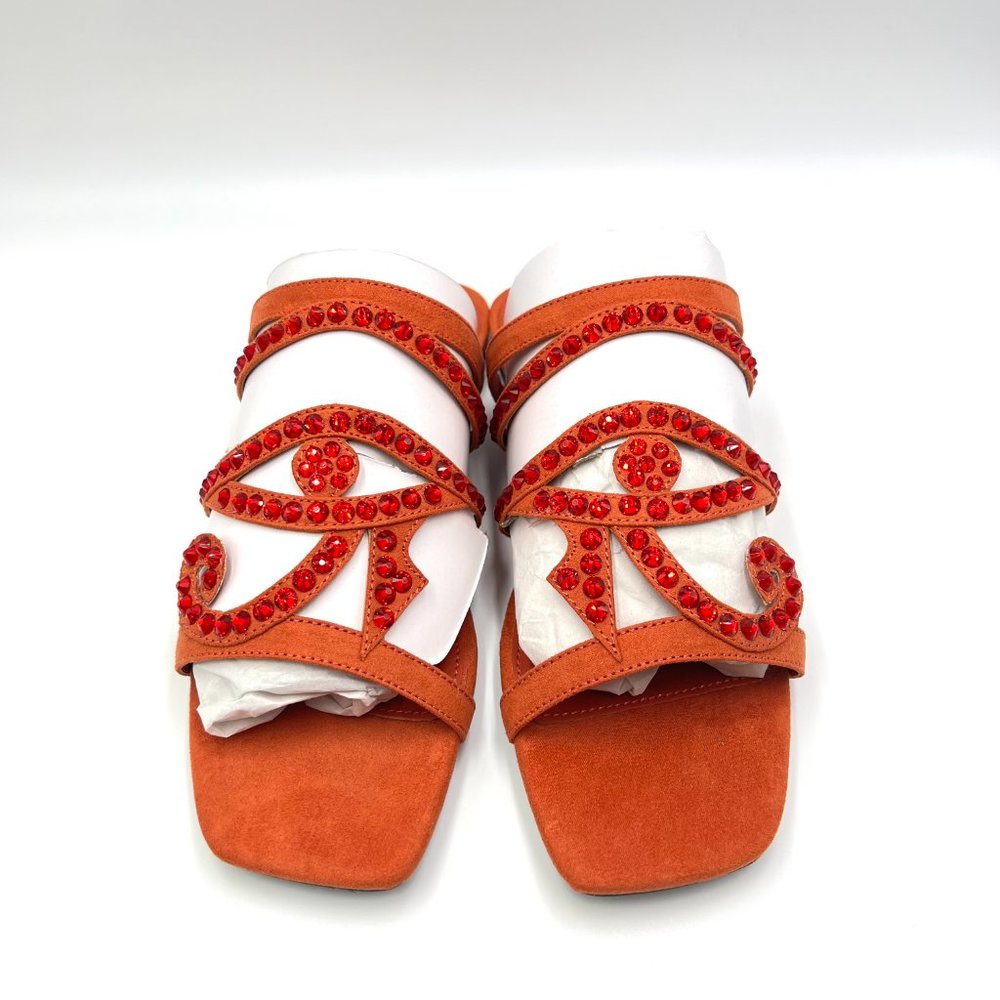 Katy Perry Size 10 The Anat‎ Orange Jeweled Eye Slip On Slides Sandals Shoes - Picture 3 of 13